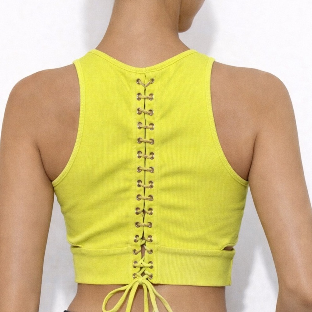 Bebe Cropped Tank Top with with asymmetrical cut out